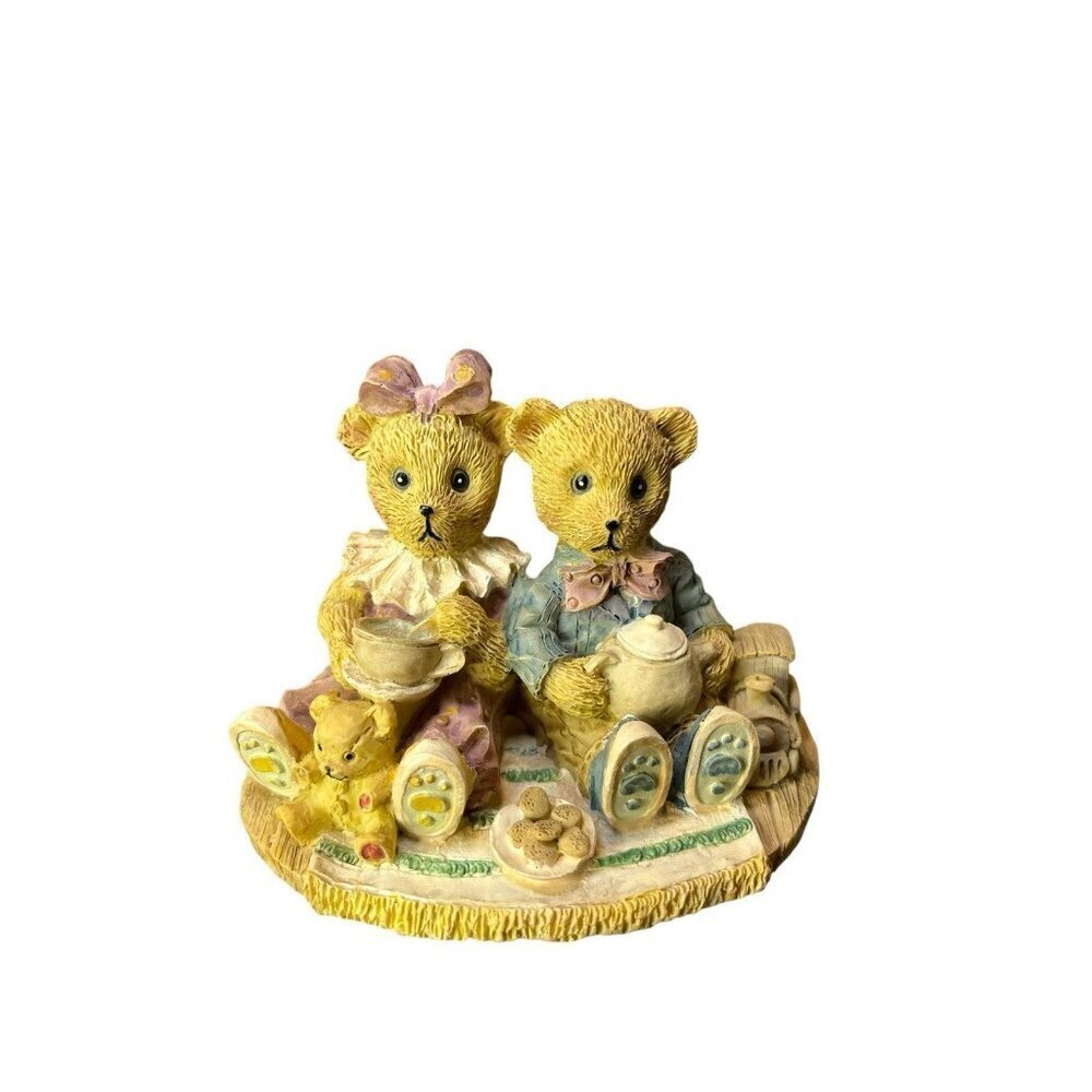 Avery Creations 1994 Bears Having Tea Resin 3" Figurine Decorative Collectible